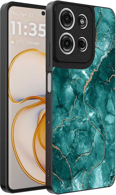 Geschikt voor Motorola Edge 50 Telefoonhoesje met marmer opdruk - TPU backcover case marble design - Goud Groen - Smartphonica geschikt voor Motorola Edge 50
