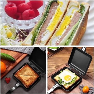 Gevulde Pannenkoekenpan - Dubbele Koekenpan - Ontbijt Maken - Antiaanbaklaag - 35 cm - Zwart