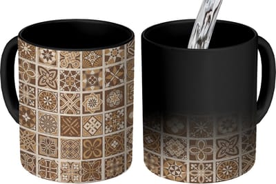 Magische Mok - Foto op Warmte Mokken - Koffiemok - Design - Bloemen - Bruin - Natuur - Vintage - Magic Mok - Beker - 350 ML - Theemok