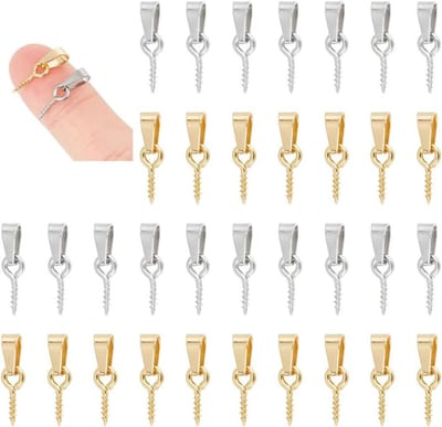 Schroef Oogsteunen - Metalen Hangers - Sieraden Maken - Met Knijp Bails - 60 Stuks - 2 Kleuren