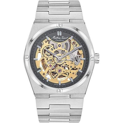 Mathey-Tissot Zeus Skeleton Roestvrij Staal Grijs Wijzerplaat Automatisch H118CFAS Herenhorloge grijs