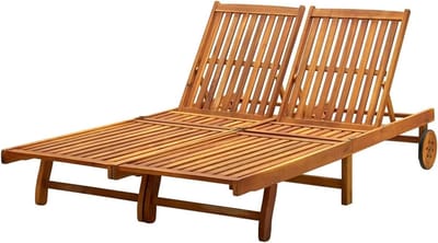 Ligstoel voor 2 personen - Dubbele ligbank - Ontspannen in de tuin - Verstelbare rugleuning - 199 x 63 cm