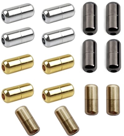 Dailygoods- Capsulesluiting 16 Stuks - Metalen Gespen - Elastische Veters - Schoenveters - 4 Kleuren - 18x8mm