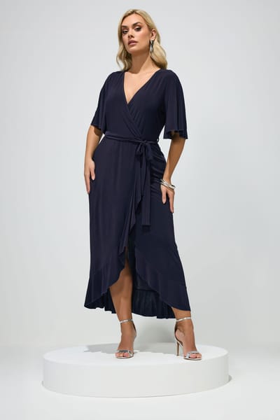 Yours London Marineblauwe Wikkeljurk Size 42
