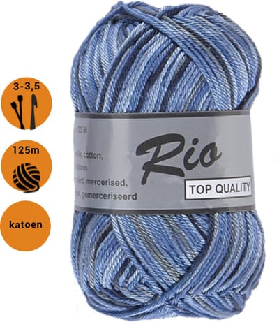 Rio Multi donker blauw (624) haakkatoen - gemêleerd katoen haakgaren - pakket 5 x 50 gram