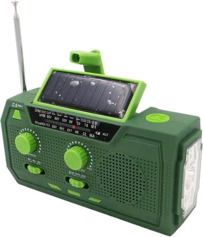 Zwengelradio Zaklamp - Noodradio Outdoor - Kamperen Nood - Zonne-energie Hybride - Compact Formaat - Groen