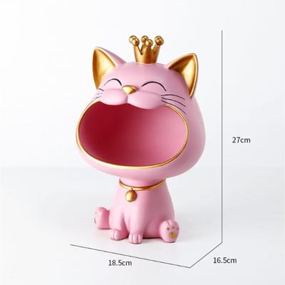 Statue Chat Porte-Bonheur Sculpture Décoration de Table Figurine Miniature Boîte de Rangement Divers Moderne Salon Bureau Décoration de Maison Ornements pink