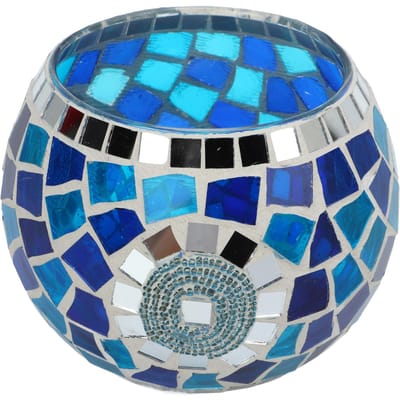 Theelichthouder Europese Stijl Blauwe Oceaan Thema Blauw Groen Gereflecteerd Licht Glas Kaars blue