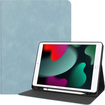 Hoesje Geschikt voor Apple iPad 7 (2019) - 10.2 inch - 7e Generatie - Luxe Bookcase - Hard Cover Case - Met Uitsparing Geschikt voor Apple Pencil - Hardcover Book Tablet Hoes - Lichtblauw