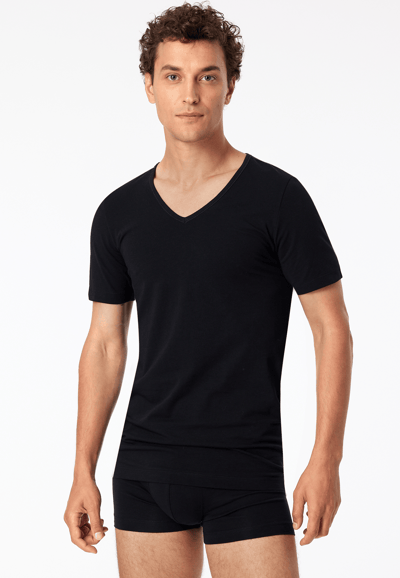 T-shirts met korte mouwen, set van 2, diepe v-hals, zwart  95/5 6