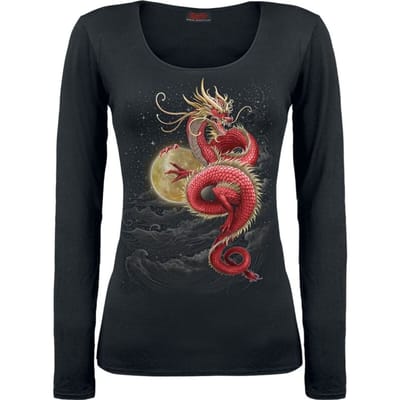Spiral Shirt met lange mouwen - Shenlong - M tot XL - voor Vrouwen - zwart