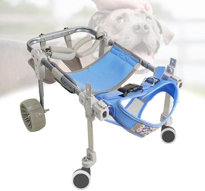 Verstelbare hondenrolstoel voor achterpoten - lichtgewicht 2/4-wielige hondenkarren, met hulpmiddelen voor honden die honden ondersteunen, beenbrace voor huisdieren (blauw, mama)