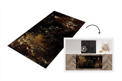 Keukenloper - Loper keuken - Goud - Zwart - Luxe - 120x60 cm - Keukenloper vinyl