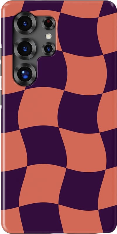 Checkered Warp Hoesje Samsung Galaxy S25 Ultra | Geschikt Voor Mag | Uniek Design Hoesje | Beschermhoes Samsung Galaxy S25 Ultra Check Flame