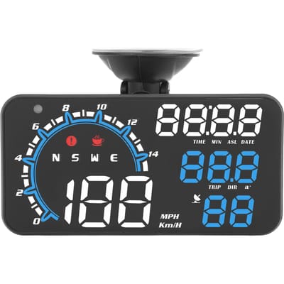 Compteur de vitesse GPS, alarme de vitesse, rappel de conduite en état de fatigue, écran HD robuste, affichage tête haute (HUD), universel pour voiture, bleu et blanc. gray
