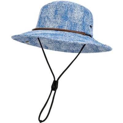 Chapeau seau en jean délavé décontracté à large bord respirant pour le soleil Chapeaux de voyage Outdoor gray