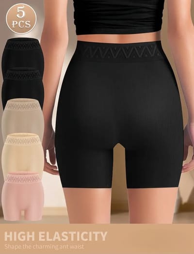 5 Stuks Anti-Slip Fietsbroeken korte broek Voor Dames - Onzichtbaar Ondergoed Met Hoge Elastisiteit, Comfortabele Pasvorm Voor Buitenactiviteiten En Casual Wear maat L