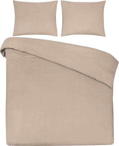 DoubleDry Dekbedovertrek 100% Natuurlijk Katoen - Tweepersoons 200x200/220 cm + 2 Kussenslopen - Ademend & Zacht - Lichtbeige