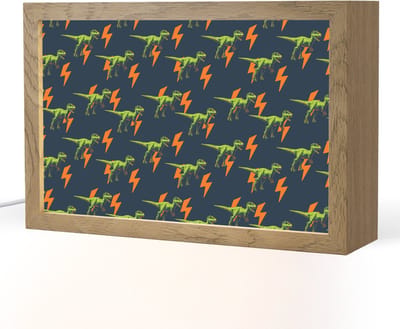 Nachtlampje 30x20 cm - Kinder lampje - Bliksemschichten - Oranje - Dinosaurussen - Tafellamp kinderkamer - Slaapkamer lamp - Bedlamp kinderen - Kinderlampje stopcontact - Wandlamp babykamer - Nachtlampjes