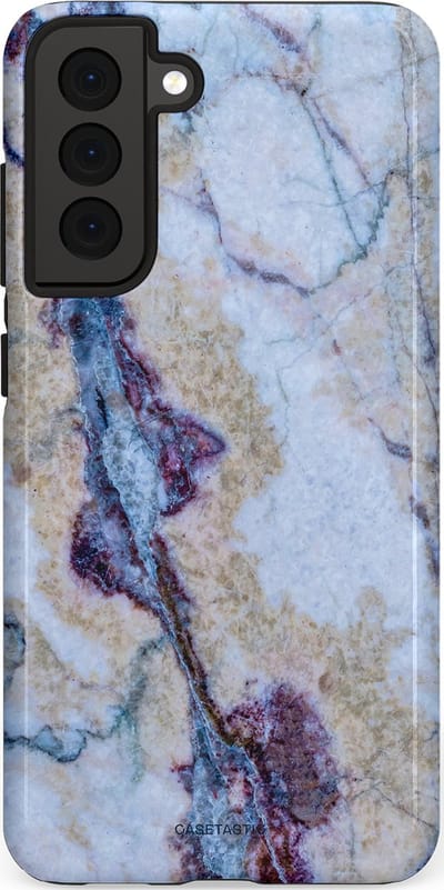 Casetastic hoesje geschikt voor Samsung Galaxy S21 FE 5G - Dubbellaagse bescherming - Diepzee Marmer - Fashion Case - Blauw Zand
