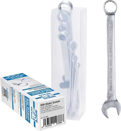 SW-Stahl 00166L Ringsteeksleutelset 1/4-3/4 inch, 8-delig I Steeksleutelset I Ringsleutel I Dubbele sleutel I Ringsteeksleutel I Steeksleutelset I Ringsleutel