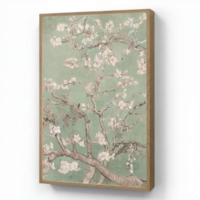 Wandlamp 70x100 cm - Oplaadbaar - Amandelbloesem - Kunst - Van Gogh - Groen - Wandlampen binnen woonkamer - Slaapkamer lamp - Decoratieve nachtlamp - Vloerlamp draadloos
