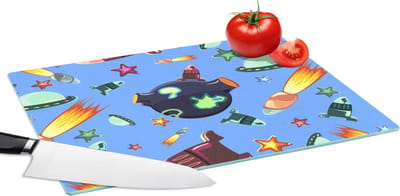 Glazen Snijplank - 39x28 - Ruimte - Regenboog - Ufo - Raket - Design - Snijplanken Glas
