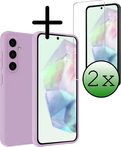 Hoesje Met 2x Screenprotector - Geschikt voor Samsung Galaxy A35 - Sterk & Shockproof - Back Cover - Siliconen Case - Telefoon Hoes - Lila