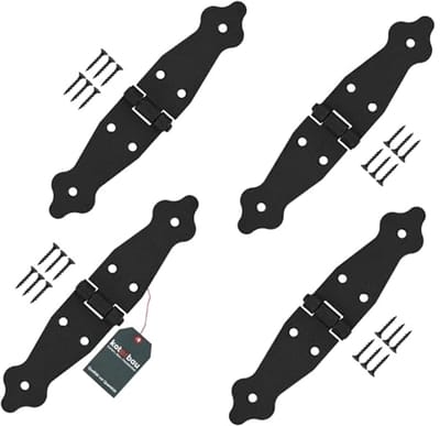 Set van 4 deurbanden - 100 x 100 x 35 mm, gepoedercoat staal, inklapbare deurscharnieren voor houten deuren en tuinpoorten