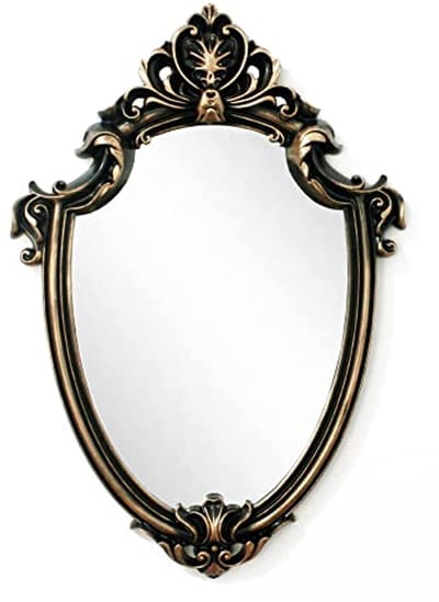 Antieke Decoratieve Wandspiegel in Vintage Goud - Schildvorm 16,5 x 11,5 Inch