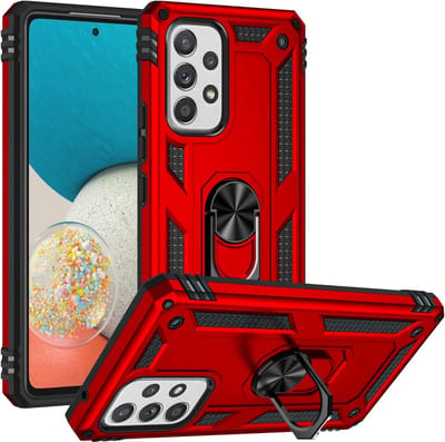 Anti-Shock Hybrid Ring Armor Hoesje Geschikt voor: Samsung Galaxy A33 5G - rood