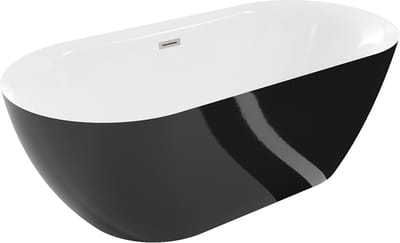 Mexen Roxy vrijstaande badkuip 170 x 80 , wit/zwart, overloop geborsteld nikkel - 51201708075-97
