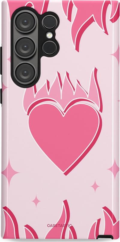 Casetastic Hoesje Geschikt voor Samsung S23 Ultra - Stijlvolle Beschermende Duo-layer Case - Hartenvuur