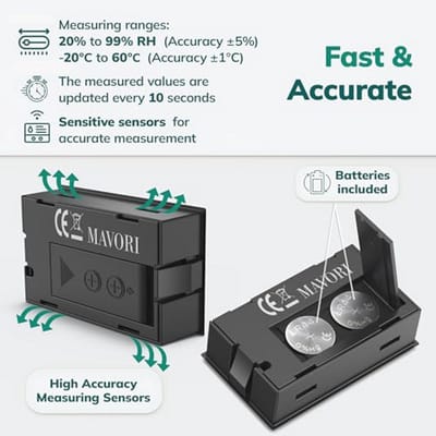 Mini Hygrometer en Thermometer - 2-in-1 Digitale Meter voor Binnengebruik - Nauwkeurige en Betrouwbare Meettechnologie