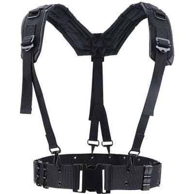 Verstelbare Tactische Heren Bretels Gereedschapsgordel X-Type Harnas Gevechtsdienstgordel Gewatteerde Bretels voor Werk Cadeaus Dropship black
