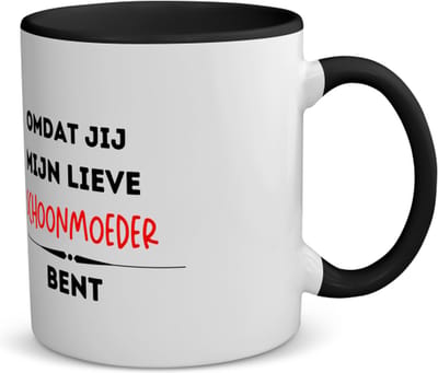 Akyol - omdat jij mijn lieve schoonmoeder bent koffiemok - theemok - zwart - Schoonmoeder - de liefste schoonmoeder - moeder cadeautjes - moederdag - verjaardag - geschenk - kado - 350 ML inhoud