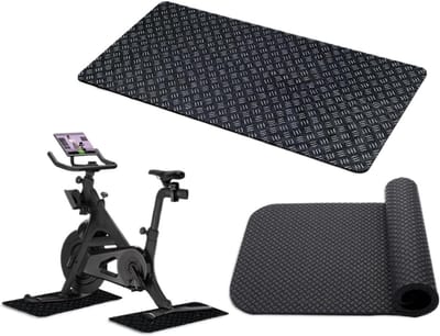 Hometrainer Mat - Vloerbeschermer Fitness - Beschermt Vloeren - Trillingsdempend Antislip - 63.5 x 30 cm - Zwart