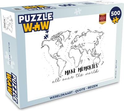 Puzzel Wereldkaart - Quote - Reizen - Legpuzzel - Puzzel 500 stukjes