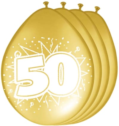 8x Jubileum ballonnen 50 jaar - 30 cm - goud - getrouwd - Feestartikelen en versiering