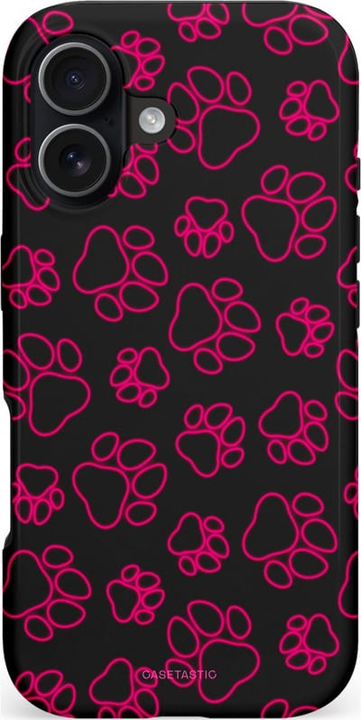 Casetastic hoesje geschikt voor Apple iPhone 17 - MagSafe - Dubbellaagse bescherming - Neon pootjes - Fashion Case - Zwart Bordeaux