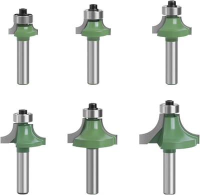 6 stuks houtfreesbits met 8 mm schacht - Houtfrezen - Houtbewerkingsgereedschap - Freesaccessoires - afrondfrezen - houtfrezen zaaggesneden