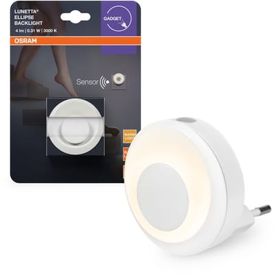 OSRAM Lunetta Backlight Ellipse White, mobiele lamp, 0,31 W, 4 lm, warm wit, nachtlampje met bewegingsmelder, dag/nachtsensor, voor gebruik binnenshuis