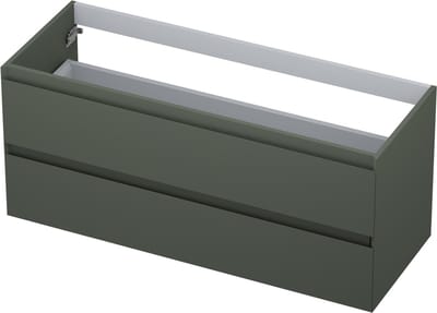 INK® wastafelonderkast 2 laden greeploos gelakt 120x45x52cm, mat beton groen