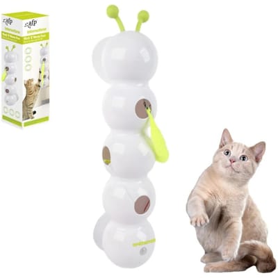 Intelligent Interactief Kattenspeelgoed met Vervangbare Prooi Staart Slimme Beweging Worm Kattenspeelgoed voor Binnenkatten Interactief Rupsontwerp Kat Hond Speelgoed