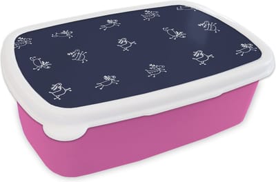 Broodtrommel Roze - Lunchbox - Brooddoos - Hert - Patroon - Illustratie - 18x12x6 cm - Kinderen - Meisje