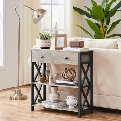 KAD® Console Tafel - Haltafel Met Lades - Haltafel - Vintagebraun - ‎22cm x 160cm x 75cm