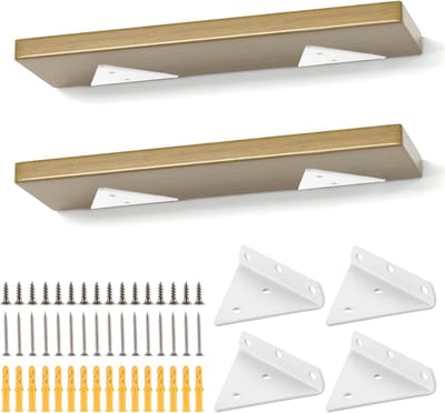 Set van 4 Driehoekige Wandplankhouders van Metaal, 8 cm, Voor Zwevende Planken en Creatieve Decoratie