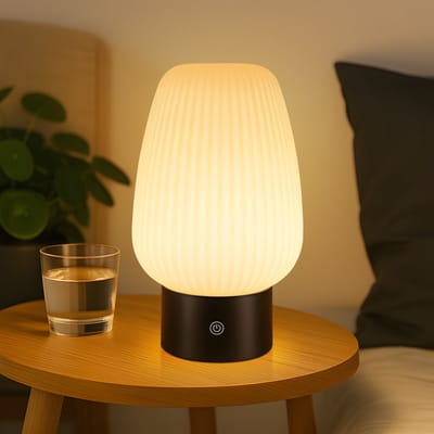 NETTLIFE Nachttischlampe LED | Met Accu Oplaadbaar | Draadloze USB Touch Dimbaar | IP44 Waterdicht Glas | Slaapkamer Keuken