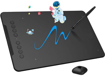 KAD® Tekentablet - Tekenpad voor PC, Laptop & Mac - Professioneel Tekentablet voor Illustratie - Zwart - 35cm x 22cm x 1cm