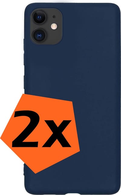 Hoes - 2 Stuks - Geschikt voor Apple iPhone 11 - Sterk & Shockproof - Case Siliconen - Back Cover - Telefoon Hoes - Donkerblauw